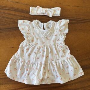 Little Me White 100% Cotton Floral Dress 12M